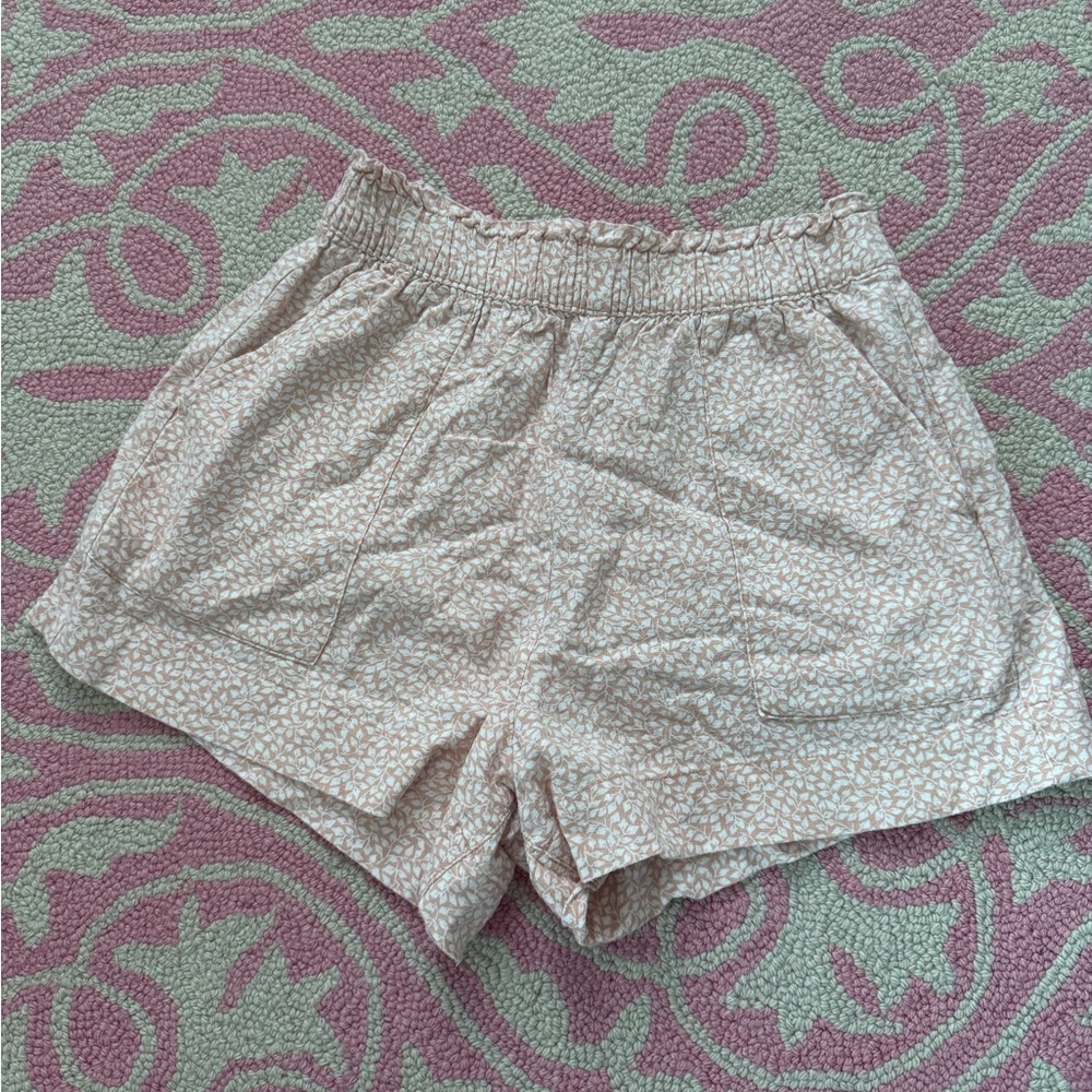 Abercrombie & Fitch High Waist Cream Patterned Shorts